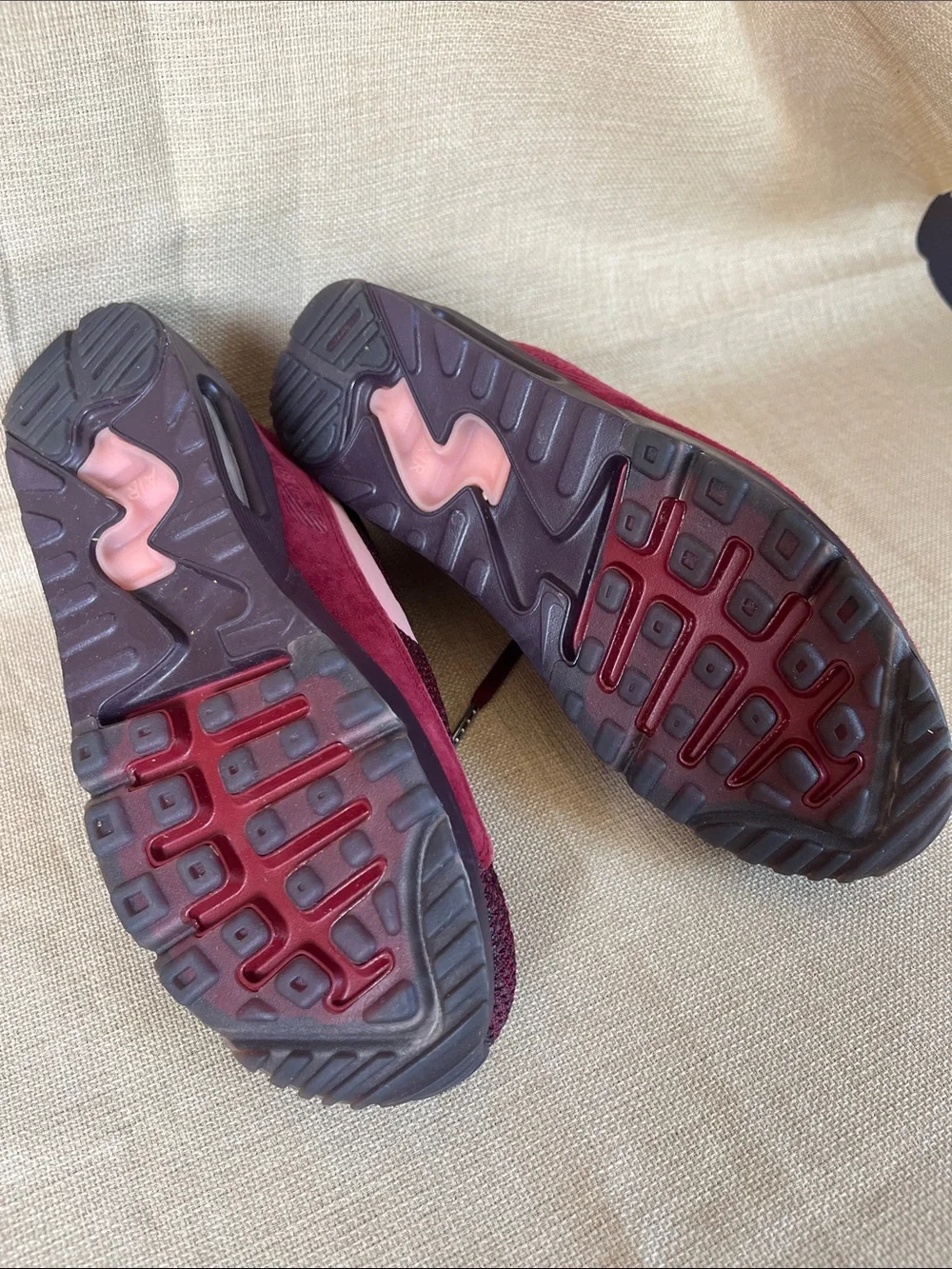 Nike Men’s Burgundy Sneakers with Pink Swoosh